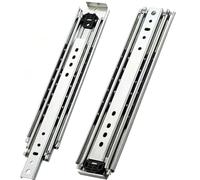 1 Pair Full Extension Ball Bearing Side Mount 3-Fold Industrial Rails No Lock Slide Rail 76 Mm Wide Heavy-Duty Rail 220 Kg Load Capacity Tool Box Runner Glide(500mm)
