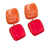 1 Pair Gift Worthy Square Earrings Hand Dyed Color Contrast Resin Comfortable Design for Her Birthday Holiday Present Square Resin Ear Studs