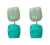 1 Pair Gift Worthy Square Earrings Hand Dyed Color Contrast Resin Comfortable Design for Her Birthday Holiday Present Square Resin Ear Studs