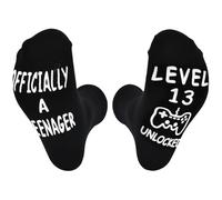 1 Pair Gifts for 13 Year Old Boys,Funny Birthday Socks,13th Birthday Boy Gifts Ornaments Men Anniversary Non-Slip Black Socks with Letter Print Gift Accessories Kit Suitable for Classmate,Son,Nephew