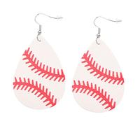 1 Pair Girls Leather Baseball Earrings Vintage Dangle Teardrop Ear Drops Sports Lovers Unique for Women