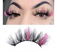1 Pair Glitter Ombre Colored Lashes Bulk Wholesale Fluffy 5d Natural Fake Eyelashes Supplies 3d Boxes Packaging