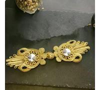 1 Pair Gold Black Chinese Frog Closure Knot Button Fastener for Bags Garments Cheongsam Tang Suit Decoration DIY Sewing Button-F