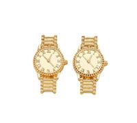 1-Pair Gold Tone Realistic Watch Stud Earrings - Novelty Statement Jewelry for Women