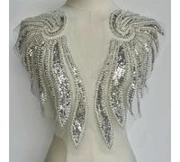 1 Pair Golden Angel Wings Beads Embroidered Patch Applique DIY Repair Applique