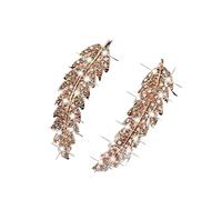 1 Pair Gorgeous Feather Ear Climbers Cuff Earrings Light Luxury Crystal Diamonden Wedding Earrings for Women Jewelry(Rose Gold)