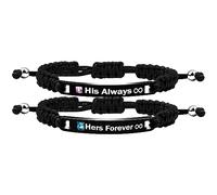 1 Pair Hademade Braided Adjustable Braceletsfor Couples, Bracelets for Men Women Engraved with I Love You 3000, God Gave Me You, Birthday Valentine's Day Gift for Girls Boys Y781