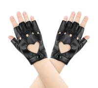 1 Pair Half Finger Leather Gloves, Fingerless Hollow Out Punk PU Leather Gloves, Stylish Black Gothic Dazzle Cool Gloves, Woman Cosplay Performance Accessories for Dancing, Hip Hop, Rock, Motorcycle