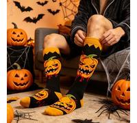 1 Pair Halloween Compression Socks Knee High Vampire Skull Witch Pumpkin Pattern Stretchy Large Unisex Party Cosplay Daily