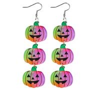 1 Pair Halloween Earrings 4x1" Glittering Acrylic Pumpkin Halloween Earrings for Women for Party Holiday Accessories