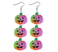 1 Pair Halloween Earrings 4x1" Glittering Acrylic Pumpkin Halloween Earrings for Women for Party Holiday Accessories