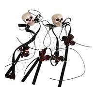 1 Pair Halloween Party Accessory Skull Bowknot Hair Clip Headwear for Women Men Children Secure Nonslip Hairpin Skull Hair Clamp
