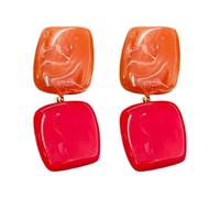 1 Pair Hand Dyed Square Earrings Featuring Color Gradient Design Resin Texture Suitable for Parties Dating Daily Use Unique Design Earrings