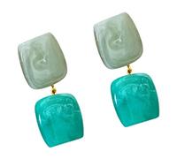 1 Pair Hand Dyed Square Earrings Featuring Color Gradient Design Resin Texture Suitable for Parties Dating Daily Use Unique Design Earrings