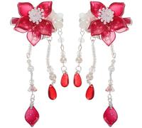 1 Pair Hanfu Headwear, Chinese Hair Clip, Tassel Flower Hair Clips, for Girl Teens Kids Toddlers