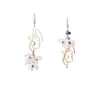 1 pair Head Slim Earring Long Fashion Asymmetric Crystal Flower Ear Hook Earrings Female Jewerly Accessories for Women Attractive processing