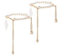 1 Pair High Heel Shoe Straps Detachable Ankles Straps Fashionable Pearl and Rhinestone Material Easy Installation Elegant Design for Women for High Heels