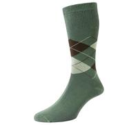 1 Pair HJ Argyle Comfort Top Socks HJ644 Olive 6-11