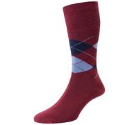 1 Pair HJ Argyle Comfort Top Socks HJ644 Wine 6-11