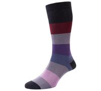 1 Pair HJ Block Stripe Comfort Top Socks HJ650 Charcoal 6-11