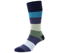 1 Pair HJ Block Stripe Comfort Top Socks HJ650 Navy 6-11