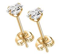1 Pair Implant Grade Titanium Earrings Stud Set Hypoallergenic Earrings Cubic Zirconia 5mm Earrings Gold Cartilage Helix Earrings for Women Girls for Men for Sensitive Ear Lobe Earrings Studs