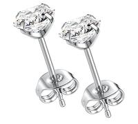 1 Pair Implant Grade Titanium Earrings Stud Set Hypoallergenic Earrings Cubic Zirconia 5mm Earrings Silver Cartilage Helix Earrings for Women Girls for Men for Sensitive Ear Lobe Earrings Studs