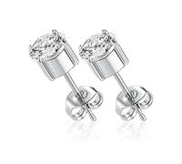 1 Pair Implant Grade Titanium Stud Earrings Set Hypoallergenic 5mm Cubic Zirconia Silver Earrings for Women Girls for Men for Sensitive Ear