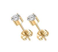 1 Pair Implant Grade Titanium Stud Earrings Set Hypoallergenic Cubic Zirconia 5mm Earrings Gold for Women Girls for Men for Sensitive Ear