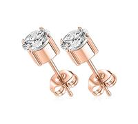 1 Pair Implant Grade Titanium Stud Earrings Set Hypoallergenic Cubic Zirconia 5mm Earrings Rose Gold for Women Girls for Men for Sensitive Ear Lobe Earrings Studs
