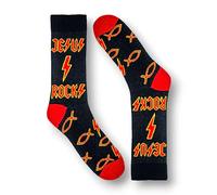 1 Pair Jesus Rocks Crew Socks: Cotton Blend, Size 6-11 - Christian Rock Music Gift for Him
