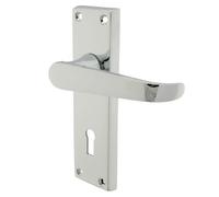 1 Pair JOVIAN STRAIGHT LEVER LOCK DOOR HANDLES in POLISHED CHROME