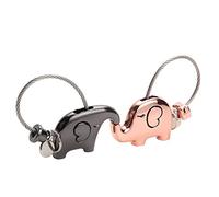 1 Pair Keyring Kissing Elephants Keychian for Couple Lovers, Sweet Gift for Valentines Day, Birthday, Wedding, Zinc Alloy Key Chain Shiny Black and Rosegold