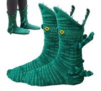1 Pair Knit Crocodile Animal Shape Floor Socks - Winter Funny Fuzzy Cozy Novelty Fluffy Slippers - Christmas Halloween Stitch Gifts