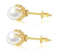 1 Pair L Claw Ear Pearl Women Piercing Studs Dragon Earring for Men Punk Earrings Alloy Golden
