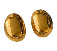 1 Pair Large Oval Golden Earrings, 24K Gold-Plated Brass Ear Studs, S925 Silver Pin, Ideal Jewelry Gift For Women