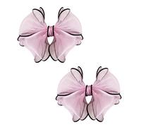 1 Pair Large Size Bow Shoe Clips Detachable Tulle Bow Shoe Buckles Shoe Accessories for High Heels Pumps Sandals Pink