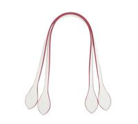 1 pair Leaf-shaped genuine Leather Bag Straps Handles (Beige red edge,60cm) | Cow leather,Shoulder or under-arm carry,hand-carry, DIY Hand Sew Purse Straps,Hand-Sewable Bag Handles