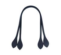 1 pair Leaf-shaped genuine Leather Bag Straps Handles (Black,60cm)