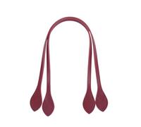 1 pair Leaf-shaped genuine Leather Bag Straps Handles (Claret,60cm)