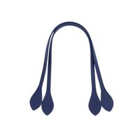 1 pair Leaf-shaped genuine Leather Bag Straps Handles (Dark blue,60cm)