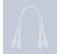 1 pair Leaf-shaped genuine Leather Bag Straps Handles (White,60cm)