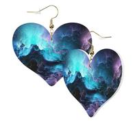 1 Pair Leather Earring for Women 3D Graphics Universe Space Print Leather Earring Hooks Suitable for Party Daily Wear