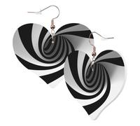 1 Pair Leather Earring for Women Abstract Circle Swirl Print Earring Hooks Suitable for Party Daily Wear
