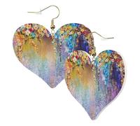 1 Pair Leather Earring for Women Abstract Purple Weeping Flower Print Leather Earring Hooks Suitable for Party Daily Wear