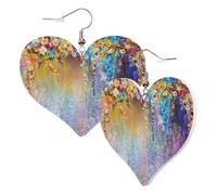 1 Pair Leather Earring for Women Abstract Purple Weeping Flower Print Leather Earring Hooks Suitable for Party Daily Wear