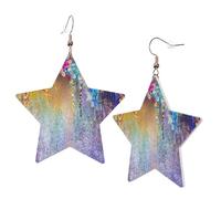 1 Pair Leather Earring for Women Abstract Purple Weeping Flower Print the Earring Hooks Suitable for Party Daily Wear