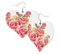 1 Pair Leather Earring for Women Blossom Print Earring Hooks Suitable for Party Daily Wear