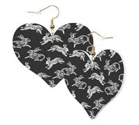 1 Pair Leather Earring for Women Bunny Rabbit Print Leather Earring Hooks Suitable for Party Daily Wear