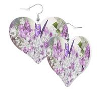 1 Pair Leather Earring for Women Butterflies Flowers Print Leather Earring Hooks Suitable for Party Daily Wear